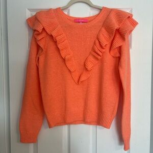 NWT Lilly Pulitzer Coral Orange Ruffle Scoop Neck Sweater